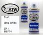 Preview: Ford, Ultra White, ZR / M6774: 400ml Sprühdose + 400ml Klarlack - Set, von ATW Autoteile West.